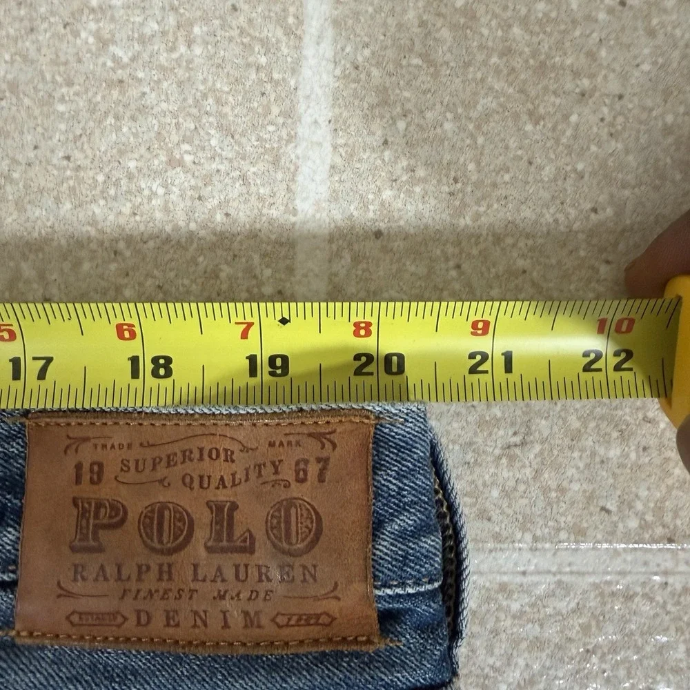 Polo Ralph Lauren Men Straight Denim Jeans Blue Distressed Patchwork 625 40x32
